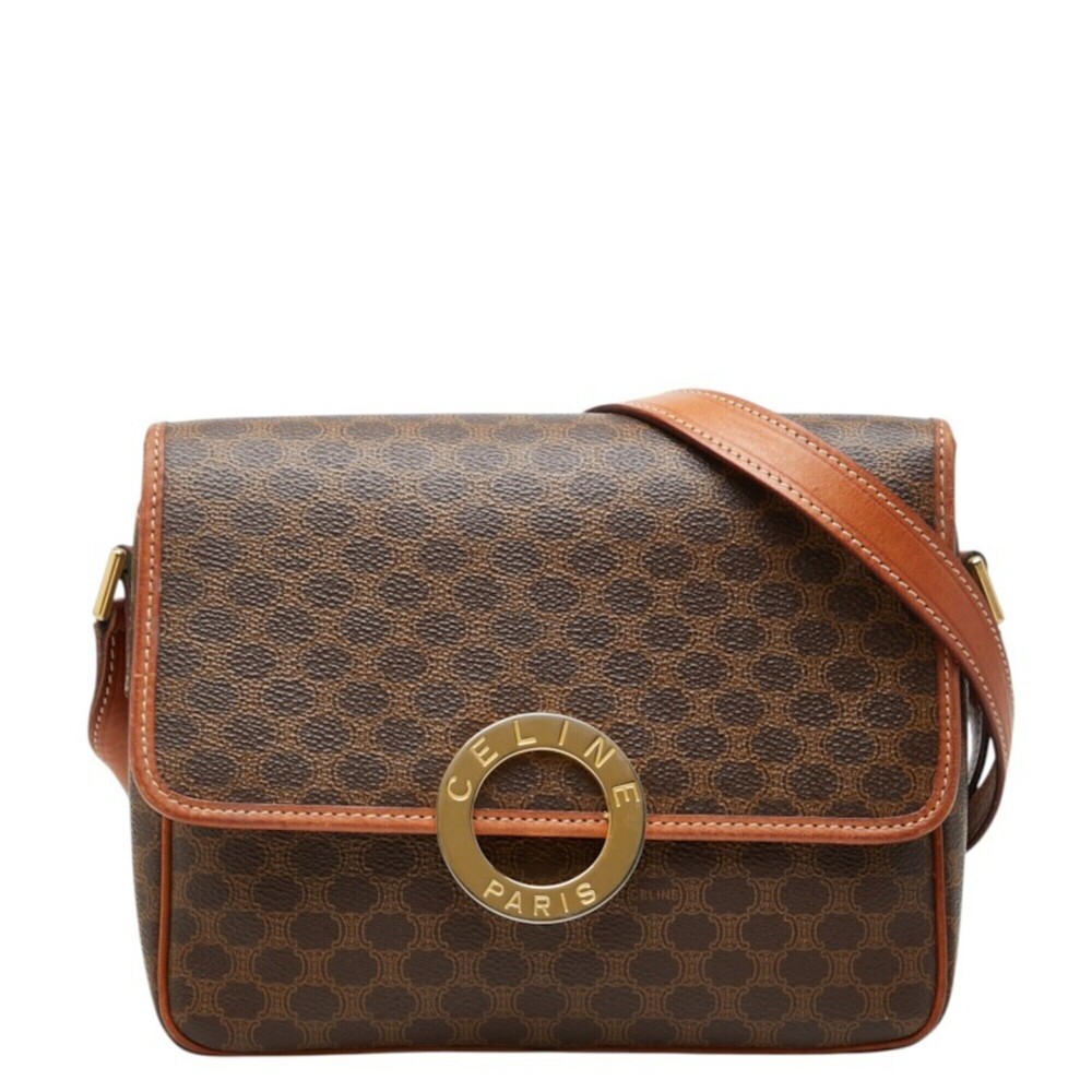 Celine Macadam Crossbody Shoulder Bag, Brown Leather, Women's CELINE